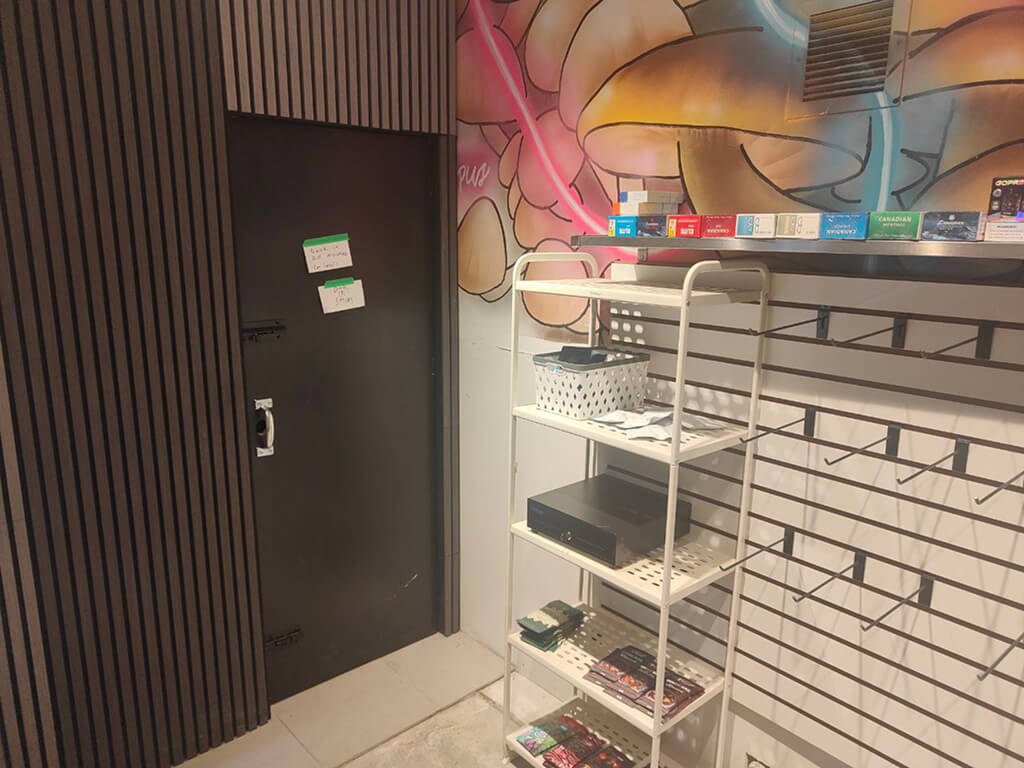 Product shelves at Funguyz - Magic Mushroom Dispensary on Bloor St W
