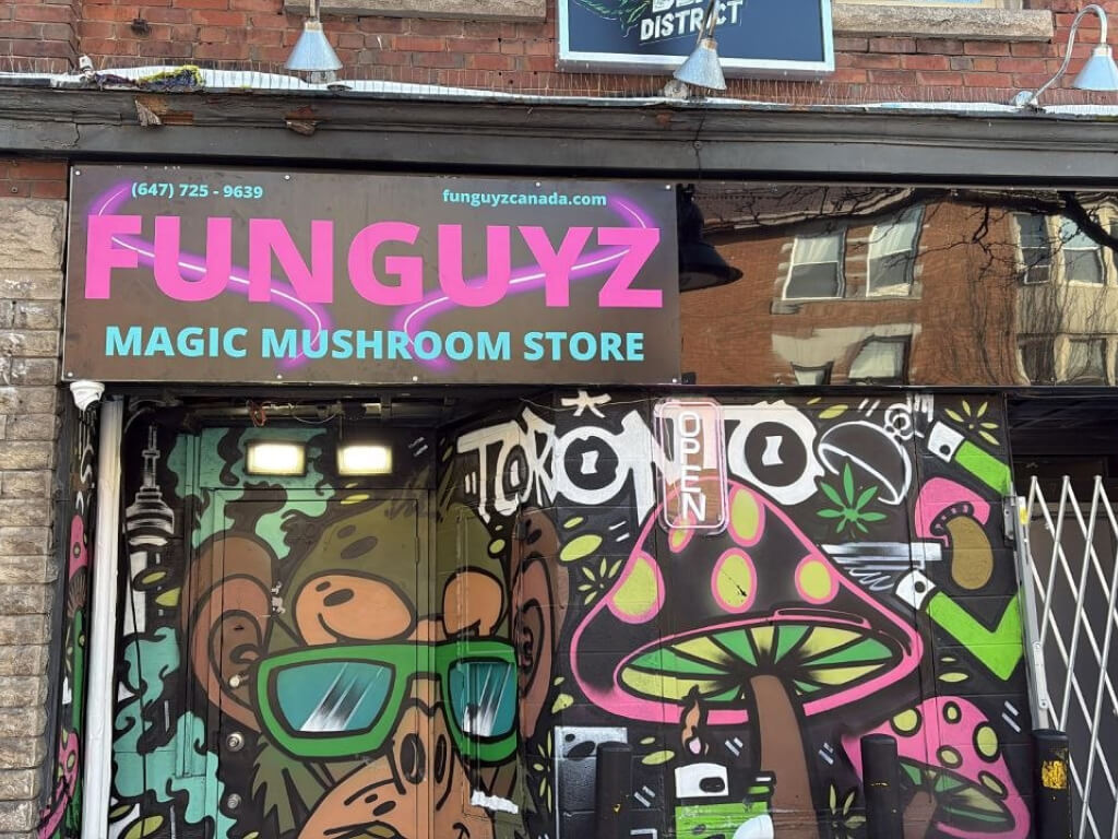 Funguyz - Magic Mushroom Dispensary at 497 Bloor St - new signage above the store entrance
