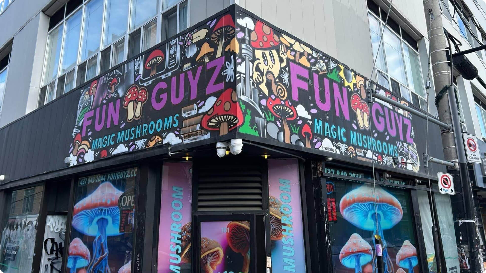 The front entrance of magic mushrooms dispensary at Baldwin Street