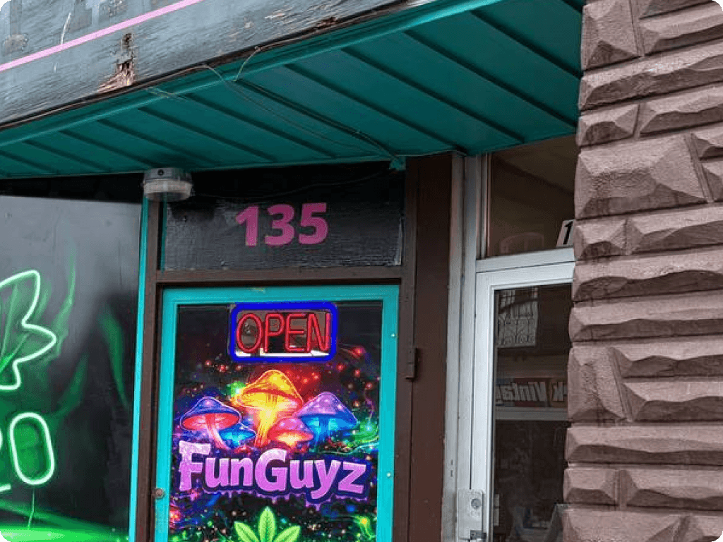 Entrance area at FunGuyz — Magic Mushroom Dispensary at 133 Dunlop Street