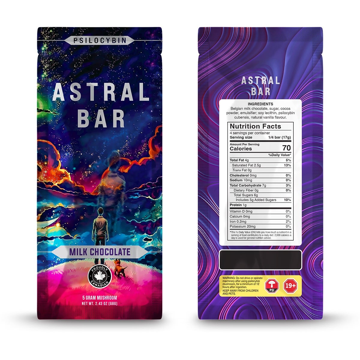 Astral Bars - Milk Chocolate- Psilocybin Chocolate 5 G