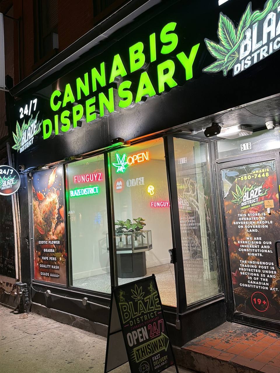 Entrance to FunGuyz at 518 Queen St West, through Blaze District, open 24 hours