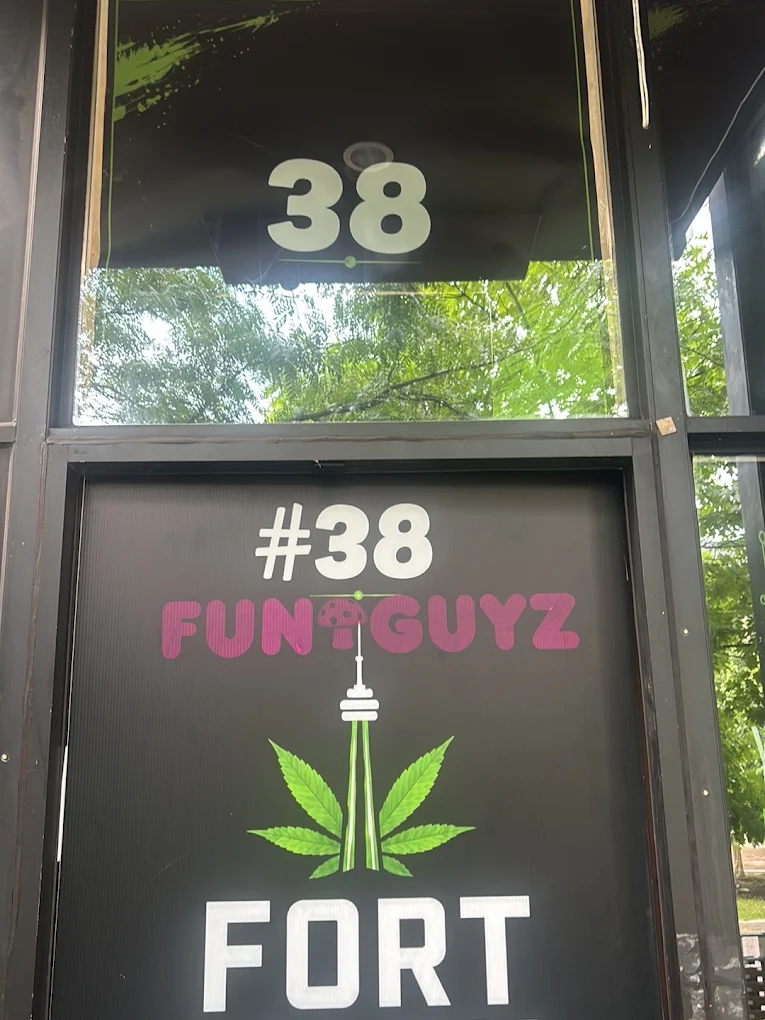 Window signage at FunGuyz Fort York Blvd, Toronto